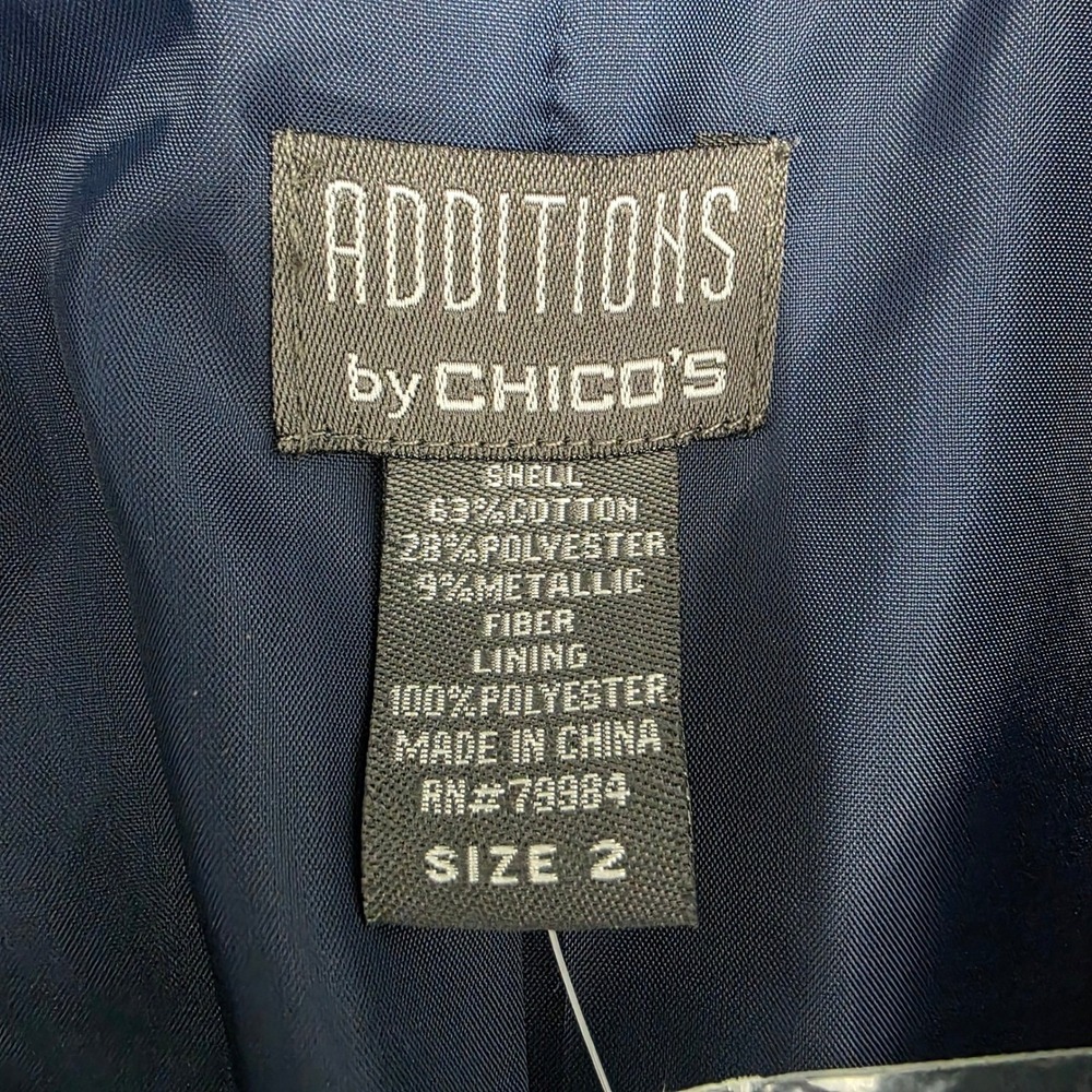 Additions by Chico's Smokey Shine Dulci II Jacket Sapphire Smoke Size 10 - Picture 3 of 9